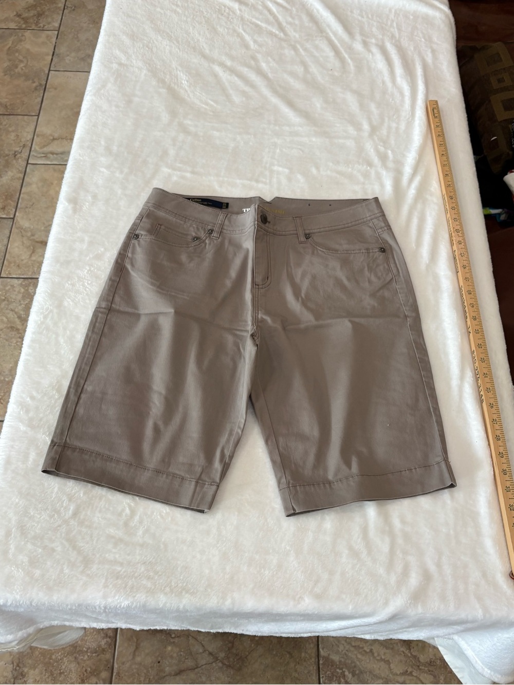 Celine Women's Taupe Flat-Front Shorts